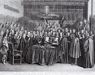 O Juramento do Juramento de Ratificação do Tratado de Westphalia em Munster, 24 de outubro de 1648 (litografia)